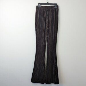 SHEIN Velvet Striped Flare Pants - XS Brown Y2K Burned Velvet